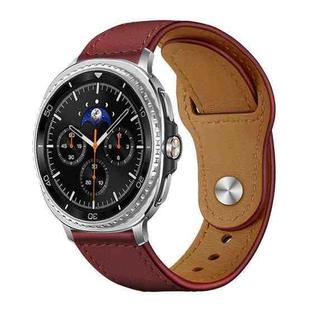 For Samsung Galaxy Watch8 / 8 Classic xDfind Rivet Buckle Genuine Leather Watch Band(Hawthorn Red)