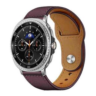 For Samsung Galaxy Watch8 / 8 Classic xDfind Rivet Buckle Genuine Leather Watch Band(Jujube Red)
