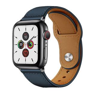 For Apple Watch 42 / 44 / 45 / 46 / 49mm xDfind Rivet Buckle Genuine Leather Watch Band(Dark Blue)