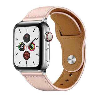 For Apple Watch 42 / 44 / 45 / 46 / 49mm xDfind Rivet Buckle Genuine Leather Watch Band(Pink)