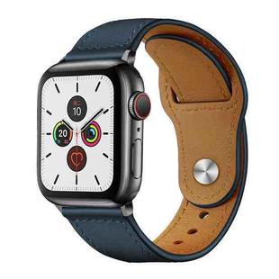 For Apple Watch 38 / 40 / 41 / S10 42mm xDfind Rivet Buckle Genuine Leather Watch Band(Dark Blue)