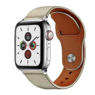 For Apple Watch 38 / 40 / 41 / S10 42mm xDfind Rivet Buckle Genuine Leather Watch Band(Beige)