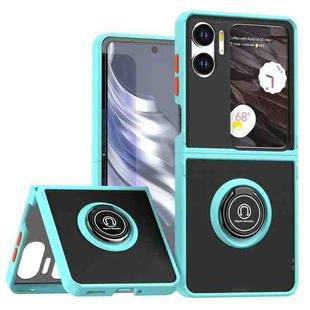 For OPPO Find N2 Flip Q Shadow 1 Series TPU + PC Phone Case with Ring(Sky Blue)
