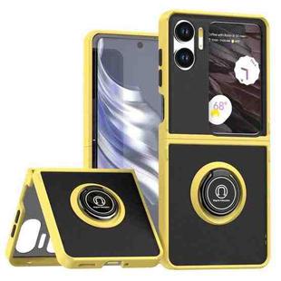 For OPPO Find N2 Flip Q Shadow 1 Series TPU + PC Phone Case with Ring(Yellow)