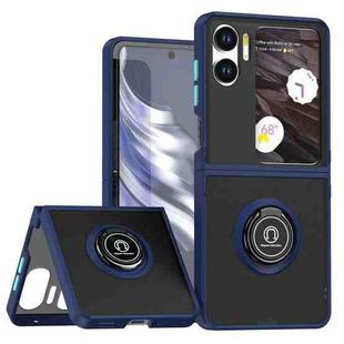 For OPPO Find N2 Flip Q Shadow 1 Series TPU + PC Phone Case with Ring(Royal Blue)