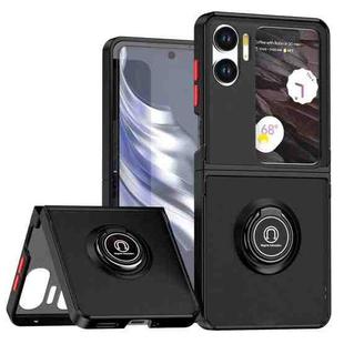For OPPO Find N2 Flip Q Shadow 1 Series TPU + PC Phone Case with Ring(Black+Red)