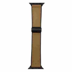 For Apple Watch 42mm / 41mm / 40mm / 38mm Nappa Magnetic Buckle Leather Silicone Watch Band(Light Brown)