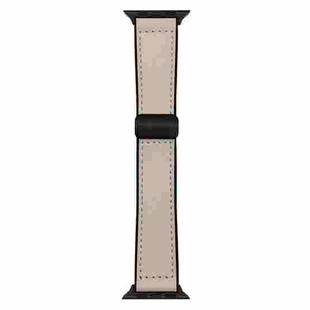 For Apple Watch 42mm / 41mm / 40mm / 38mm Nappa Magnetic Buckle Leather Silicone Watch Band(Apricot)