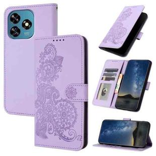For Oukitel C51 Datura Flower Embossed Flip Leather Phone Case(Purple)