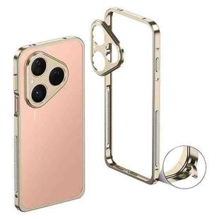 For Huawei Pura 80 5G Metal Frame Heat Dissipation Phone Case with Camera Guard Ring(Champagne Gold)