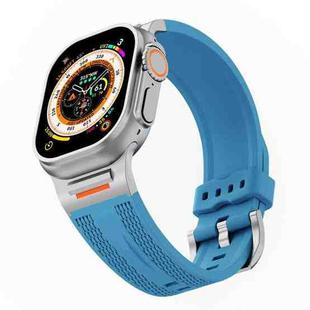 For Apple Watch 46mm / 49mm / 45mm / 44mm Tuobuzhe Woven Texture Silicone Watch Band(Advanced Blue)