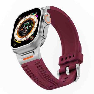 For Apple Watch 46mm / 49mm / 45mm / 44mm Tuobuzhe Woven Texture Silicone Watch Band(Wine Red)