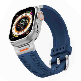 For Apple Watch 46mm / 49mm / 45mm / 44mm Tuobuzhe Woven Texture Silicone Watch Band(Midnight Blue)