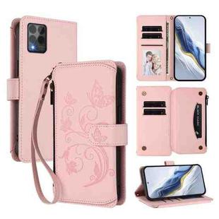 For T-Mobile Revvl 6 Pro 5G / 6X Pro 5G Butterfly Love Flower Multi-card Zipper Wallet Leather Phone Case(Pink)