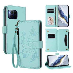 For T-Mobile Revvl 7 Pro / T Phone 2 Pro Butterfly Love Flower Multi-card Zipper Wallet Leather Phone Case(Mint Green)
