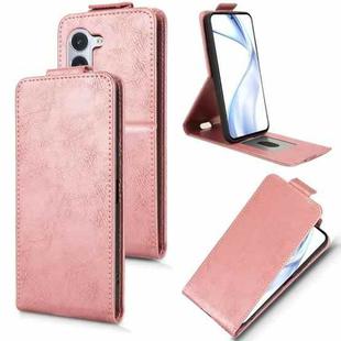 For Fujitsu Arrows Alpha F-51F Magnetic Vertical Flip Leather Phone Case with Buckle(Rose Gold)