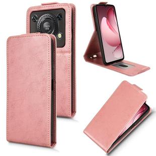 For Oukitel C60 / C60 Pro Magnetic Vertical Flip Leather Phone Case with Buckle(Rose Gold)