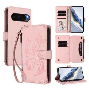 For Google Pixel 10 Pro XL / 9 Pro XL Butterfly Love Flower Multi-card Zipper Wallet Leather Phone Case(Pink)