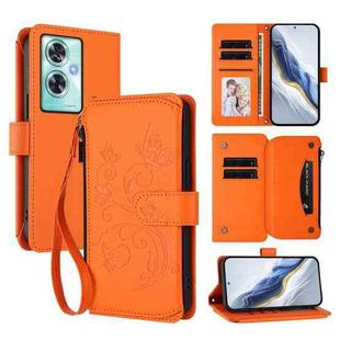 For OnePlus Nord N30 SE 5G Butterfly Love Flower Multi-card Zipper Wallet Leather Phone Case(Orange)