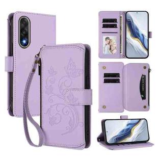 For OnePlus Nord 5 5G / Ace 5 Ultra Butterfly Love Flower Multi-card Zipper Wallet Leather Phone Case(Light Purple)