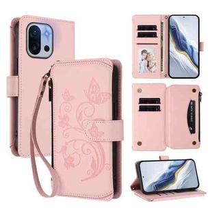 For OnePlus 13T Butterfly Love Flower Multi-card Zipper Wallet Leather Phone Case(Pink)