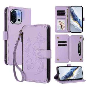 For OnePlus 13T Butterfly Love Flower Multi-card Zipper Wallet Leather Phone Case(Light Purple)