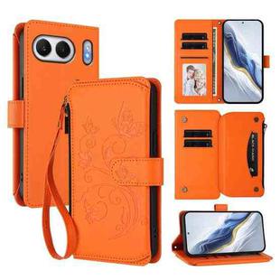 For OnePlus Nord 4 5G Butterfly Love Flower Multi-card Zipper Wallet Leather Phone Case(Orange)