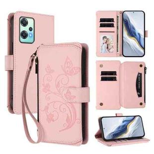 For OnePlus Nord 2 Lite 5G / CE 2 Lite Butterfly Love Flower Multi-card Zipper Wallet Leather Phone Case(Pink)