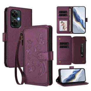 For OnePlus Nord CE 3 Lite 5G / N30 5G Butterfly Love Flower Multi-card Zipper Wallet Leather Phone Case(Dark Purple)