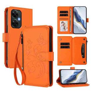 For OnePlus Nord CE 3 Lite 5G / N30 5G Butterfly Love Flower Multi-card Zipper Wallet Leather Phone Case(Orange)