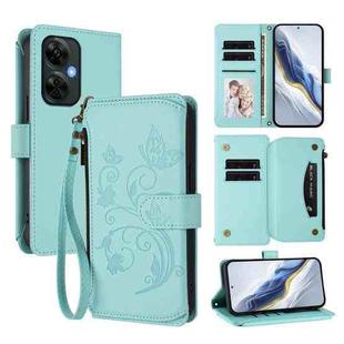 For OnePlus Nord CE 3 Lite 5G / N30 5G Butterfly Love Flower Multi-card Zipper Wallet Leather Phone Case(Mint Green)