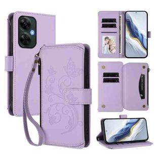 For OnePlus Nord CE 3 Lite 5G / N30 5G Butterfly Love Flower Multi-card Zipper Wallet Leather Phone Case(Light Purple)