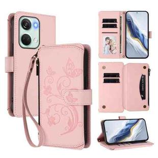 For OnePlus Nord 3 / Ace 2V Butterfly Love Flower Multi-card Zipper Wallet Leather Phone Case(Pink)