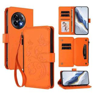For OnePlus 11R 5G / Ace 2 5G Butterfly Love Flower Multi-card Zipper Wallet Leather Phone Case(Orange)