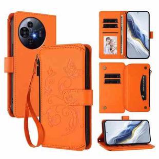 For TCL 50 NxtPaper / 50 Pro NxtPaper 5G Butterfly Love Flower Multi-card Zipper Wallet Leather Phone Case(Orange)