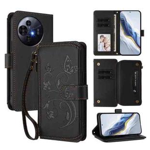 For TCL 50 NxtPaper / 50 Pro NxtPaper 5G Butterfly Love Flower Multi-card Zipper Wallet Leather Phone Case(Black)