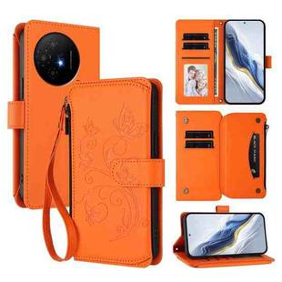 For TCL 50 XL / 50 XL NxtPaper 5G Butterfly Love Flower Multi-card Zipper Wallet Leather Phone Case(Orange)