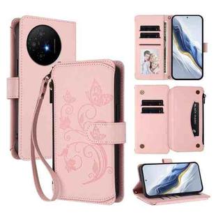 For TCL 50 XL / 50 XL NxtPaper 5G Butterfly Love Flower Multi-card Zipper Wallet Leather Phone Case(Pink)