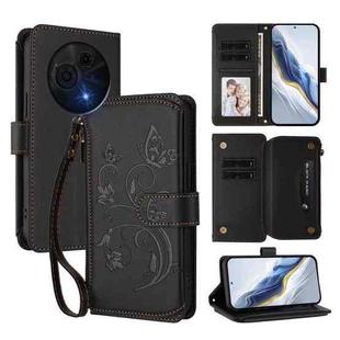 For TCL 60 NxtPaper Butterfly Love Flower Multi-card Zipper Wallet Leather Phone Case(Black)