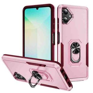 For Samsung Galaxy A06 4G / 5G Pioneer Armor Heavy Duty PC + TPU Phone Case with Holder(Pink+Rose Red)
