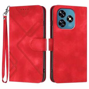 For Oukitel C51 Line Pattern Skin Feel Leather Phone Case(Red)