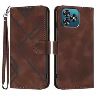 For Oukitel C53 Line Pattern Skin Feel Leather Phone Case(Coffee)