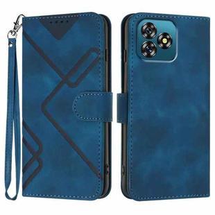 For Oukitel C53 Line Pattern Skin Feel Leather Phone Case(Royal Blue)