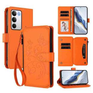 For Realme C71 4G Global Butterfly Love Flower Multi-card Zipper Wallet Leather Phone Case(Orange)