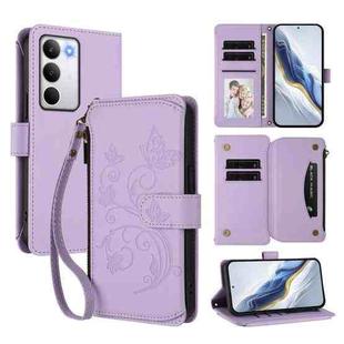 For Realme C71 4G Global Butterfly Love Flower Multi-card Zipper Wallet Leather Phone Case(Light Purple)
