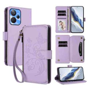 For Realme 10T 5G / 10S 5G Butterfly Love Flower Multi-card Zipper Wallet Leather Phone Case(Light Purple)