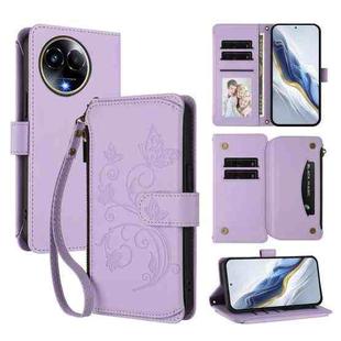 For Realme 11 5G Global / C67 5G India Butterfly Love Flower Multi-card Zipper Wallet Leather Phone Case(Light Purple)