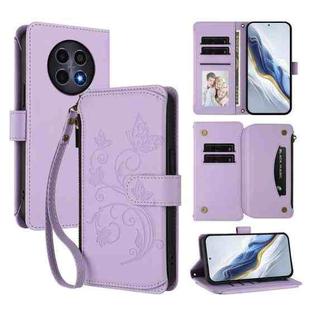 For Realme 13 / 12 / 12x / C65 5G Global Butterfly Love Flower Multi-card Zipper Wallet Leather Phone Case(Light Purple)