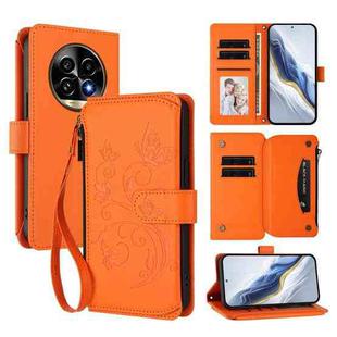 For Realme 13 Pro / 13 Pro+ 5G Global Butterfly Love Flower Multi-card Zipper Wallet Leather Phone Case(Orange)