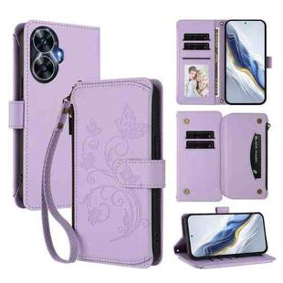 For Realme C55 4G Global / Narzo N55 Butterfly Love Flower Multi-card Zipper Wallet Leather Phone Case(Light Purple)